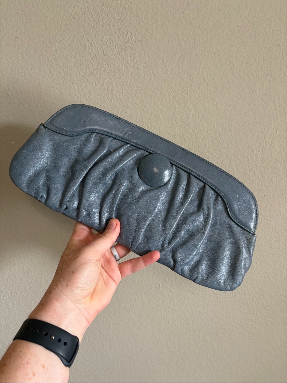HOBO‎ International large leather bluish gray clutch purse wallet